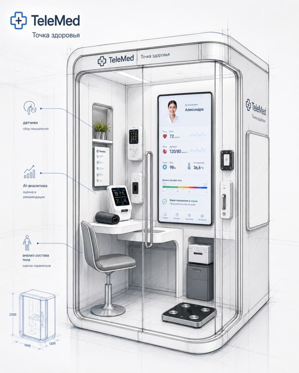 Эскиз автономной точки здоровья TeleMed